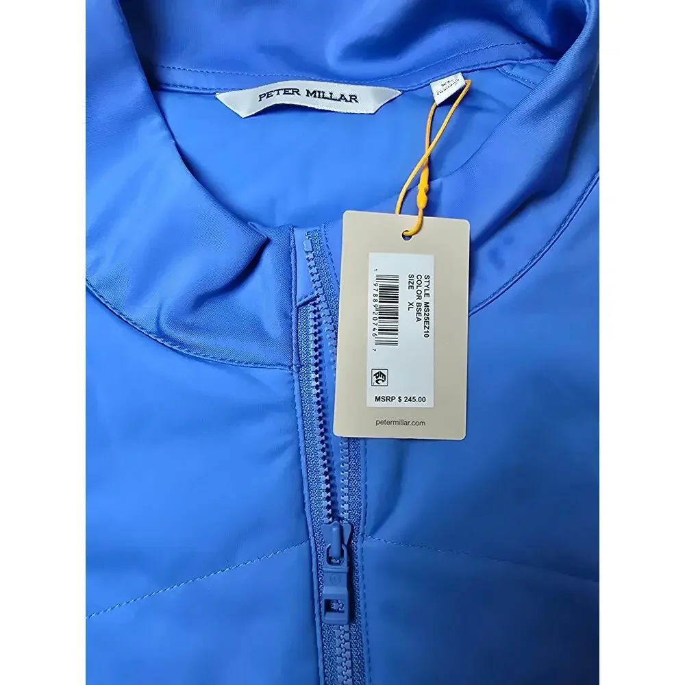 Peter‎ Millar Crown Sport Men’s XL Blue Full Zip Performance Jacket Golf NWT - Picture 3 of 10